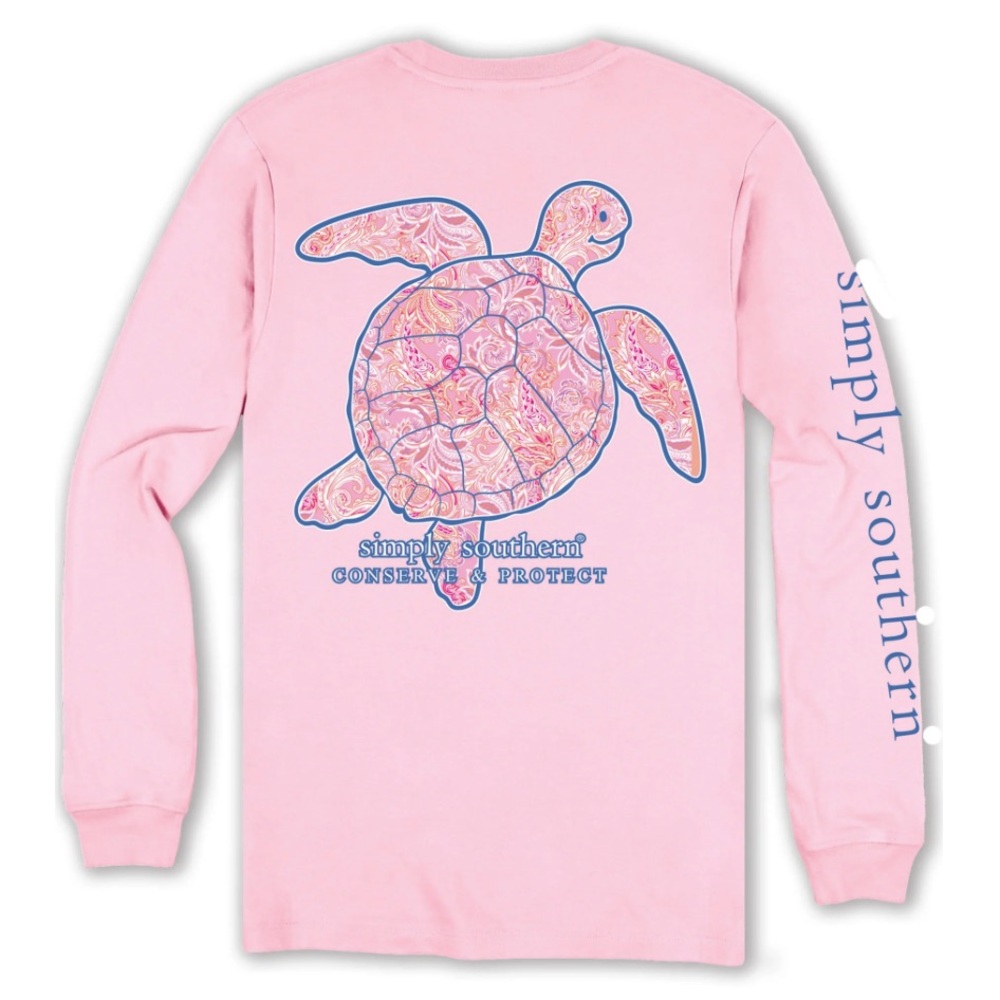 NWT-Simply Southern Pink Turtle Long Sleeve Tee Size M